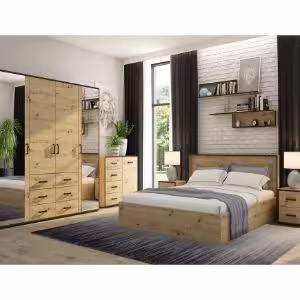 Obrazek Łóżko Capannoli 160 dąb artisan/czarny 