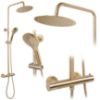 Obrazek Zestaw natryskowy termostatyczny Vincent złoty szczotkowany Rea P6602
