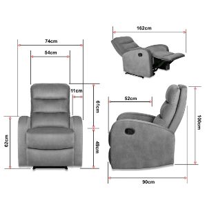 Obrazek Fotel Elena szary z funkcja relax