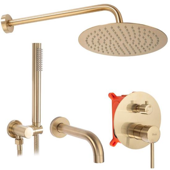 Obrazek Zestaw podtynkowy Lungo złoty szczotkowany Rea P6609 