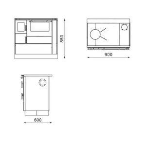 Obrazek Kuchenka Donna antracyt 90 5kW lewa