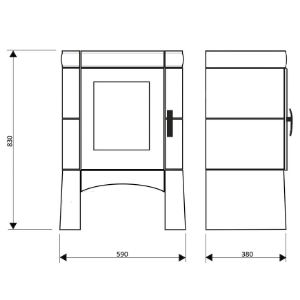 Obrazek Piec stalowo-kaflowy Piccolo II drab-goldbrown 6kw