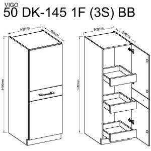 Obrazek Szafka kuchenna Vigo grafit mat 50DK-145 1F3S