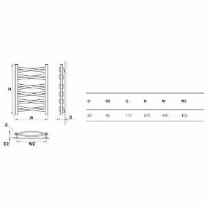Obrazek Grzejnik łazienkowy Łezka 3D Ł3DX 1240 biały 675x440 mm 