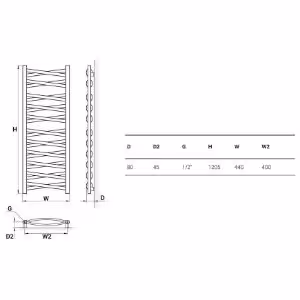 Obrazek  Grzejnik łazienkowy Łezka 3D Ł3DX 2240 biały 1205x440 mm 