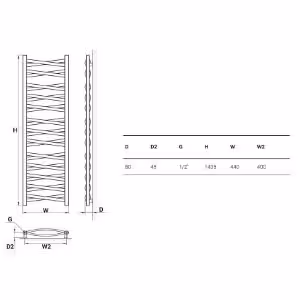 Obrazek  Grzejnik łazienkowy Łezka 3D Ł3DX 2640 biały 1435x440 mm 