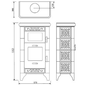 Obrazek Piec stalowo-kaflowy Bologna II goldbrown 6kw