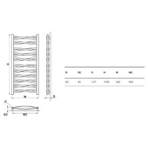 Obrazek Grzejnik łazienkowy Łezka 3D Ł3DX 2250 biały1205x540 mm 