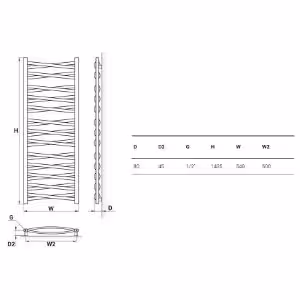 Obrazek Grzejnik łazienkowy Łezka 3D Ł3DX 2650 biały 1435x540 mm 