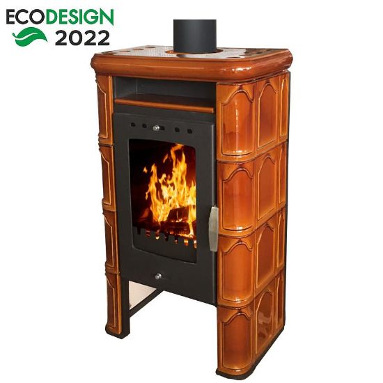 Obrazek Piec stalowo-kaflowy Bergamo II goldbrown 7kw