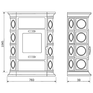 Obrazek Piec stalowo-kaflowy Weimar II olive-green 7 kw