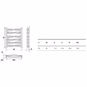 Obrazek Grzejnik łazienkowy Łezka 3D Ł3DX 1250 czarny 675x540 mm 