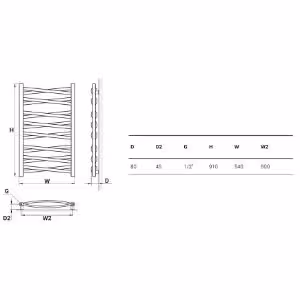 Obrazek Grzejnik łazienkowy Łezka 3D Ł3DX 1650 czarny 910x540 mm 
