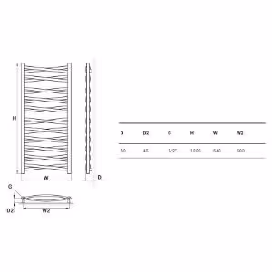 Obrazek Grzejnik łazienkowy Łezka 3D Ł3DX 2250 czarny 1205x540 mm 