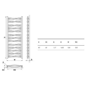 Obrazek Grzejnik łazienkowy Łezka 3D Ł3DX 2650 czarny 1435x540 mm 