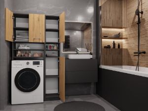 Obrazek Zestaw łazienkowy Frankara antracyt/dąb artisan