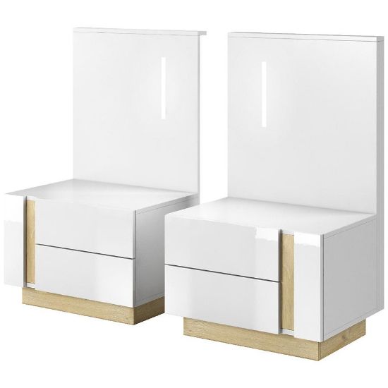 Obrazek Stoliki nocny z oświetleniem Arco dąb grandson/biały połysk