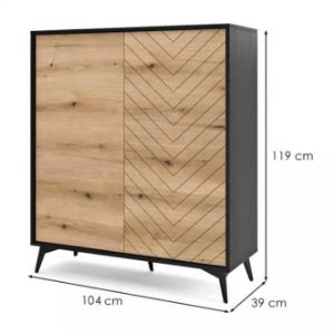 Obrazek Komoda Diamond KD104 dąb evoke/czarny