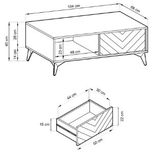 Obrazek Ława Diamond L104 dąb evoke/czarny