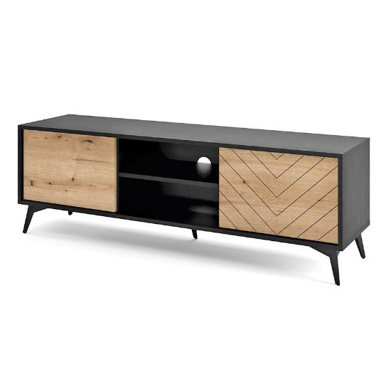 Obrazek Szafka RTV Diamond RTV154 dąb evoke/czarny