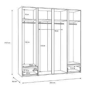 Obrazek  Szafa Whiteheaven 205 cm LNBS3411B-M216 z oświetleniem