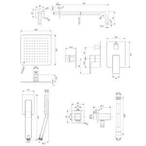 Obrazek System prysznicowy podtynkowy Parma grafit
