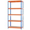 Obrazek Regał metalowy magazynowy pomarańczowo/niebieski 195x100x50cm – 5 półek/300kg 