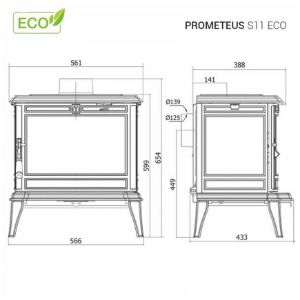 Obrazek Piec kominkowy Premium PROMETEUS 8.5kW Eco
