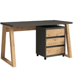 Obrazek Zestaw Iga I biurko+Kontenerek grafit / Dąb Artisan