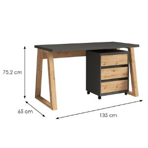 Obrazek Zestaw Iga I biurko+Kontenerek grafit / Dąb Artisan