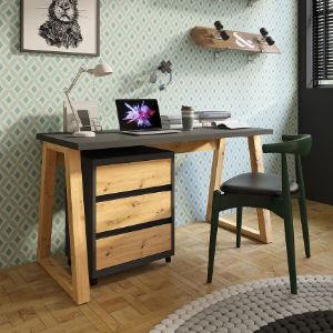 Obrazek Zestaw Iga I biurko+Kontenerek grafit / Dąb Artisan