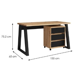 Obrazek Zestaw Iga I Biurko+Kontenerek Dąb Artisan / Czarny Mat 