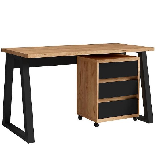 Obrazek Zestaw Iga I Biurko+Kontenerek Dąb Craft / Czarny Mat