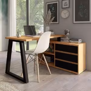 Obrazek Zestaw Iga II Biurko+Komoda Dąb Craft / Czarny Mat