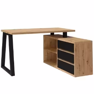 Obrazek Zestaw Iga II Biurko+Komoda Dąb Artisan / Czarny Mat