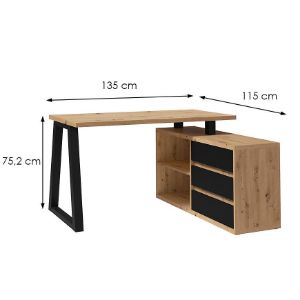 Obrazek Zestaw Iga II Biurko+Komoda Dąb Artisan / Czarny Mat