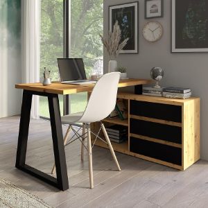 Obrazek Zestaw Iga II Biurko+Komoda Dąb Artisan / Czarny Mat