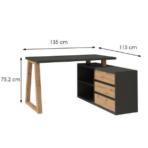 Obrazek Zestaw iga II biurko+Komoda grafit / Dąb Artisan