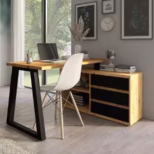 Obrazek Biurko Iga Dąb Artisan / Czarny