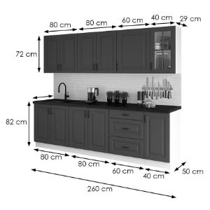 Obrazek Kuchnia Stilo grafit mat/biały 260 bez blatu
