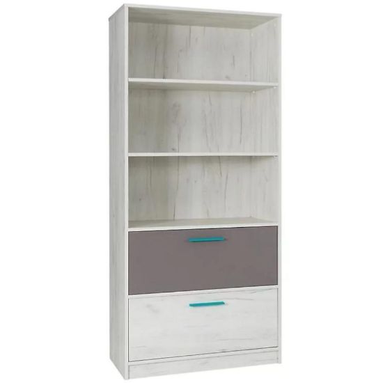 Obrazek Regał Rest R07 szeroki popiel/dąb biały 83/195