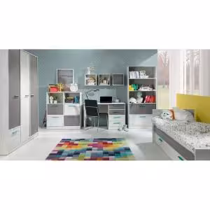 Obrazek Regał Rest R07 szeroki popiel/dąb biały 83/195