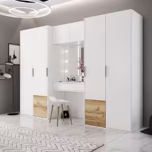 Obrazek Szafa Latina z toaletką biały/dąb grand natural/lustro