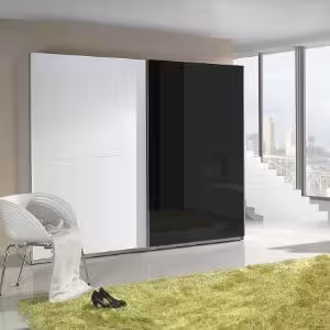 Obrazek Szafa Lux 2 biały/czarny połysk 244 cm