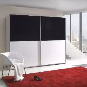 Obrazek Szafa Lux 6 biały połysk/czarny połysk 244 cm