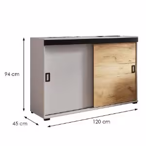 Obrazek Komoda Retro 120 Biały/Craft +Czarne Uchwyty