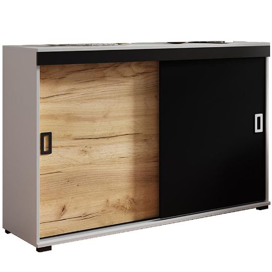 Obrazek Komoda Retro 120 Biały/Craft/Czarny + Uchwyty Biały I Czarny