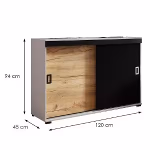 Obrazek Komoda Retro 120 Biały/Craft/Czarny + Uchwyty Biały I Czarny