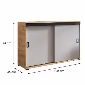 Obrazek Komoda Retro 120 Craft/Biały + Czarne Uchwyty