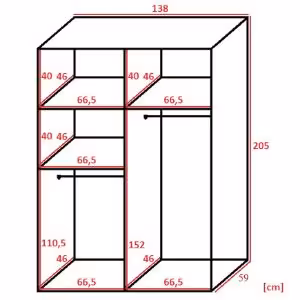 Obrazek Szafa Bill 3l Lustro 138 Biały 